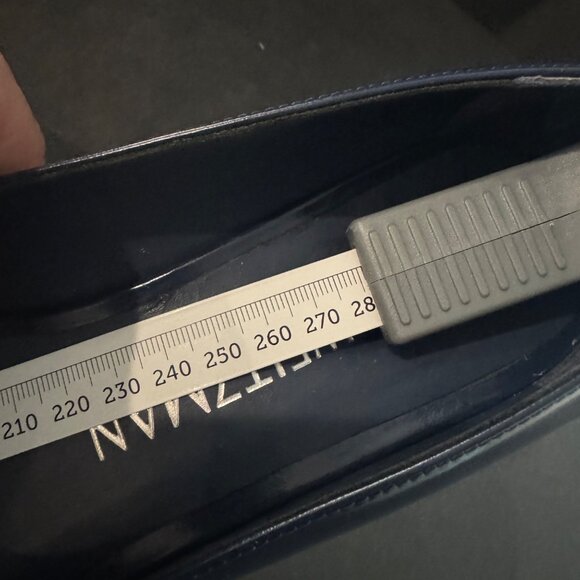 Stuart Weitzman Pointed Toe Leather Block Heel Pumps Navy Blue Size 10B NWOB - Picture 11 of 11